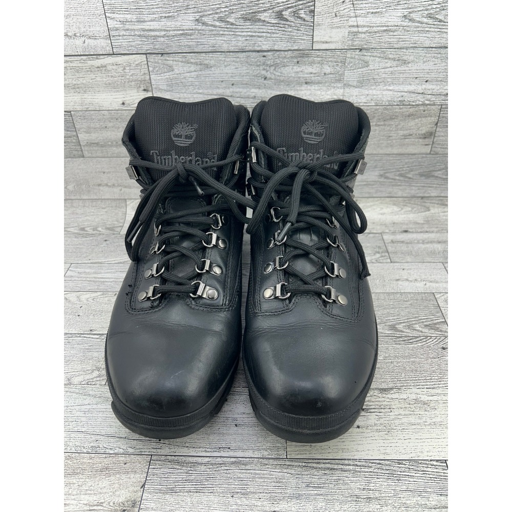 Timberland Euro Hiker Leather Black Boots Mens‎ 11M Mid Top Hiking